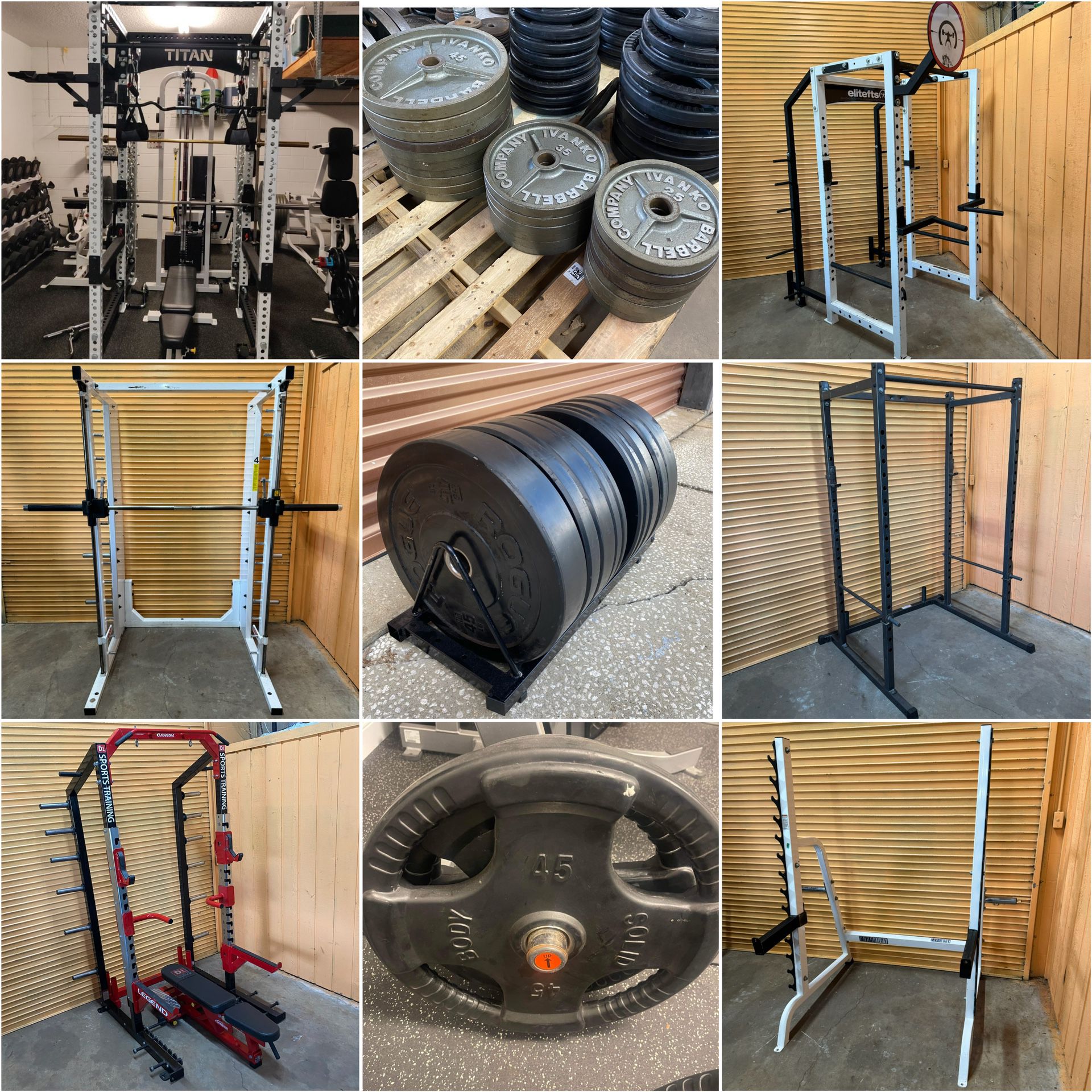 Squat Racks From $200, Olympic Weight Plates, Bumpers, Barbells, Benches, Dumbbells - Custom Bundles