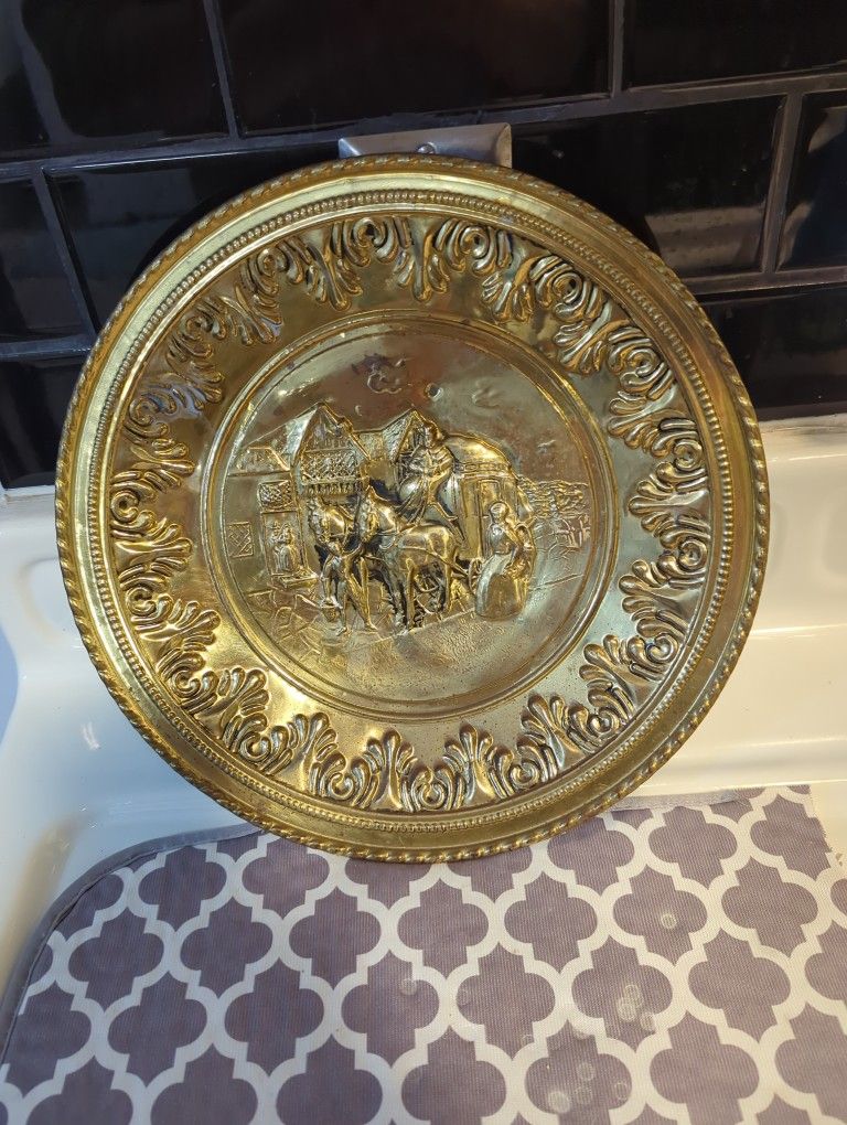 Vintage Hammered Brass Wall Plate