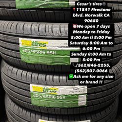 205/65R16 TBB A SET OF FOUR NEW TIRES, INCLUDES MOUNTING AND BALANCING WITH WARRANTY, ASK  ME FOR ANY SIZE OR BRAND, WE HAVE THE BEST PRICES!!