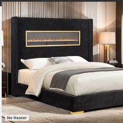 Brand New Queen Size Fireplace Platform Bed 