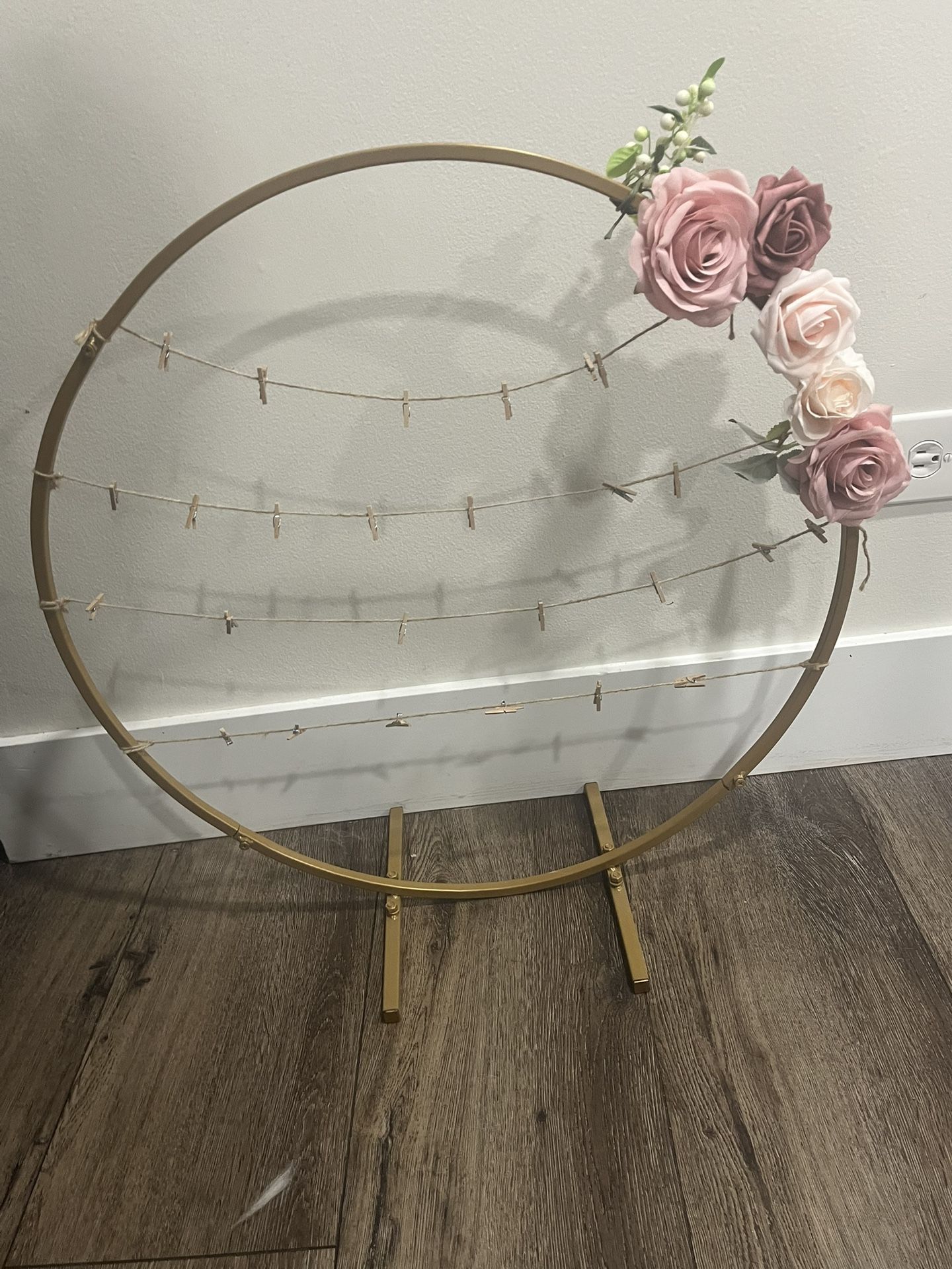 Large Gold Decorative Photo Display With Flowers