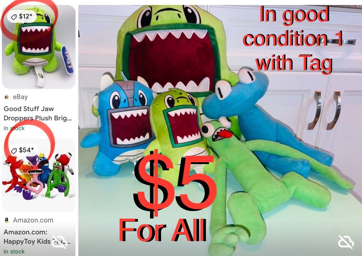 $5 For All Bundle of plushies Jaw Droppers & Rainbow Friends , Good stuff