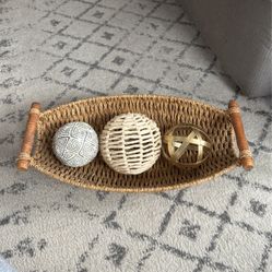 Wicker Rattan Dough Bowl- Balls Included 