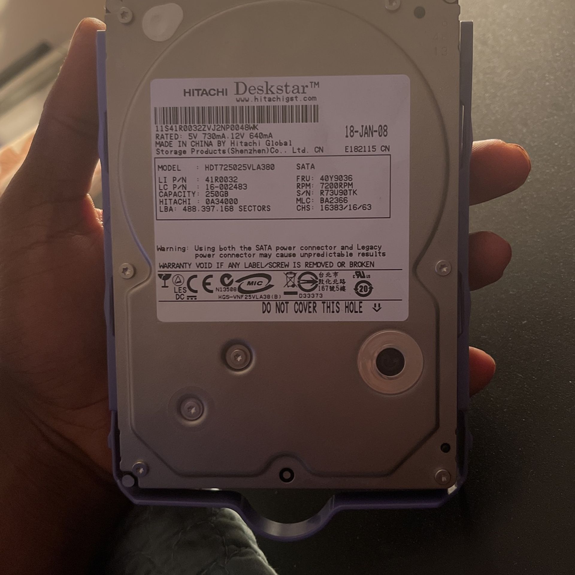 250 GB hard Drive