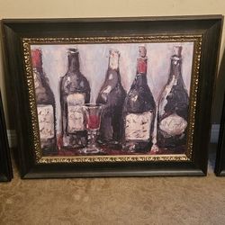 Wine Bottle Pictures. Set Of 3