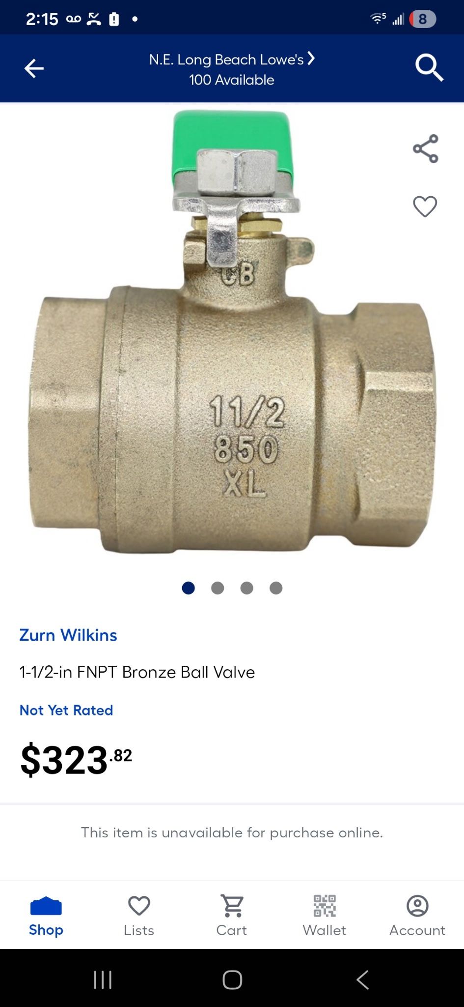 1 1/2 In FNTP Bronze Ball Value