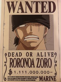 One Piece Roronoa Zoro Wanted Poster 40x60cm ⚔️