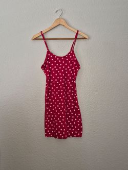 No Brand Women's Red W/ Pink Hearts Pajama Dress Size: Large