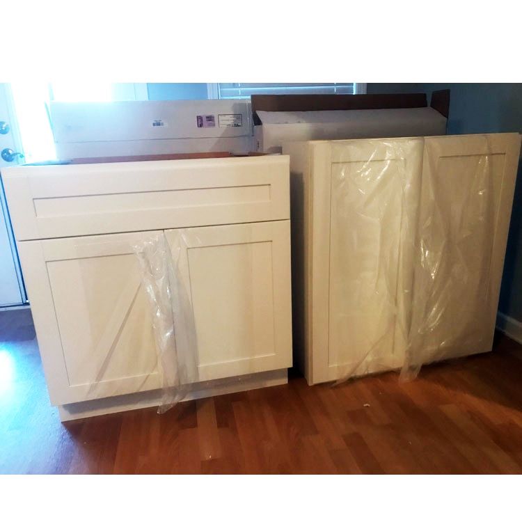New Findley & Myers Cabinets Malibu White Both cabinets are assembled Soft close drawer Hardware (pull handles) and trim included Shelves are adjustab