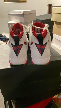 Air Jordan 7 White Red High-Top Sneakers