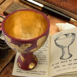 New Gold Leaf Holy Grail Indiana Jones Last Crusade Chalice Prop Cup Christ Goblet Cosplay