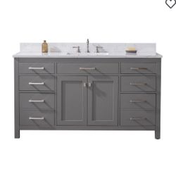 Bathroom Vanity with Silver Hardware Full Renovation 