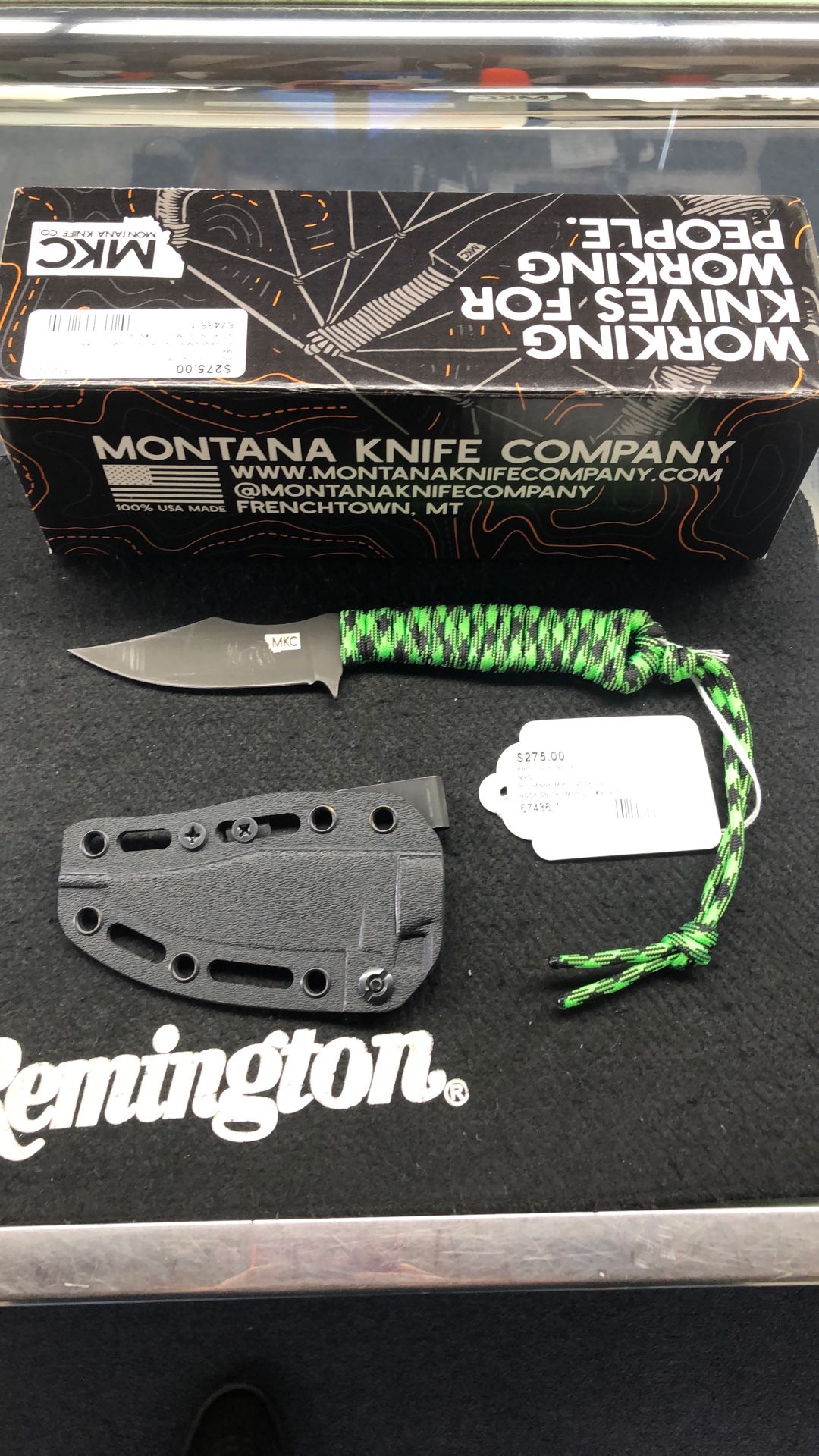Montana Knife Co. Nock On Triumph SL Neon Green Fixed Blade Knife (67436-1)