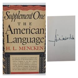 HL Mencken Signed American Language Supplement One 1945 1st Edition Knopf DJ HC