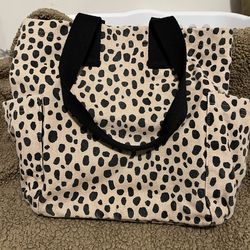 Leopard print canvas tote