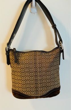 Vintage Classic Coach signature Jacquard canvas and Suede handbag