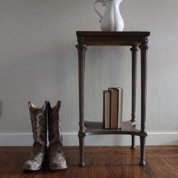 Rustic Chippy Wood Side Table / Antique Nightstand