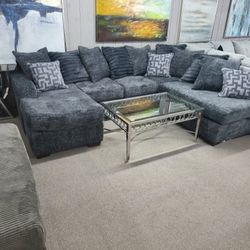 New Dark Gray Oversized Double Chaise Sectional