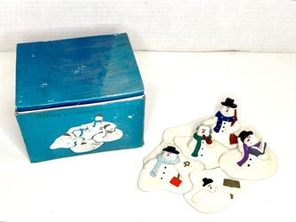 Vintage Jillian’s “Melting Snowman Puzzle” Resin Figurine Set