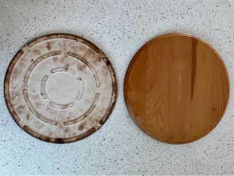 Crate & Barrel 18” Wooden & Slate Lazy Susan (also used as Pizza Stone)