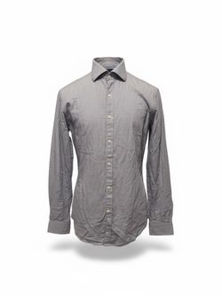 Michael Kors Men’s Gray Micro-Check Slim Fit Dress Shirt – Size 15½ / 32-33