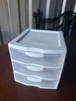 Small desk top plastic storage