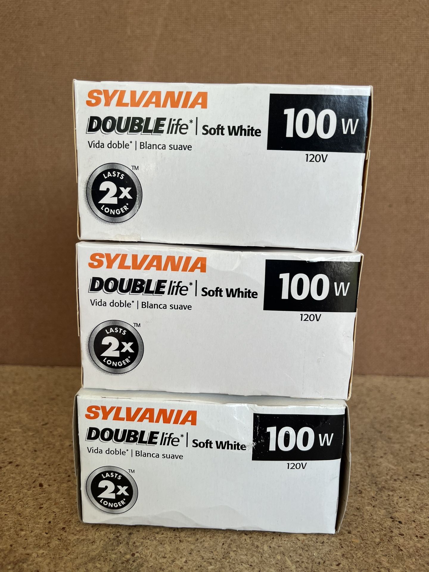 12 Pack Sylvania Double Life 100 Soft White Light Bulbs