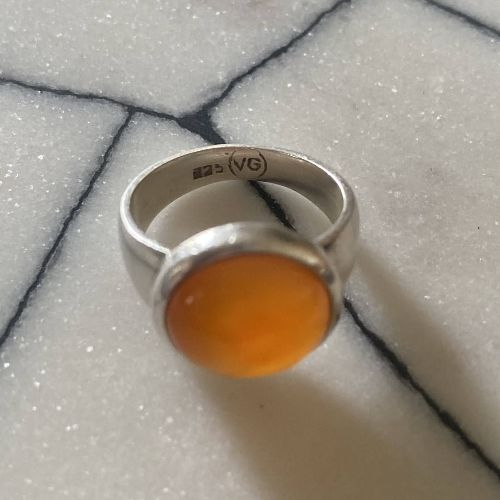 Amber Citrine Sterling Silver 925 Size 7.5 Women’s Ring