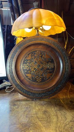 Large Hand-Carved Decorative Wooden Plate