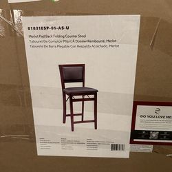 Linon Home Decor Keira Pad Back Folding Counter Stool, 24-Inch