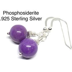 Phosphosiderite Genuine Stone .925 Sterling Silver Earrings RARE