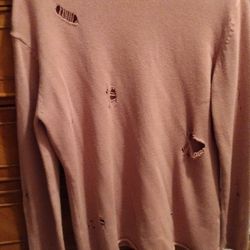 FOREVER 21 Men's Brown Pullover Distressed Crewneck Pullover Sweatshirt Size: S