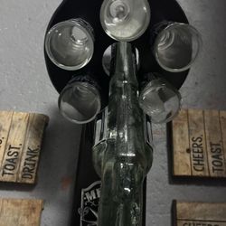 Mexican Pistol Liquor Bottle Set With Glasses And Stand Empty