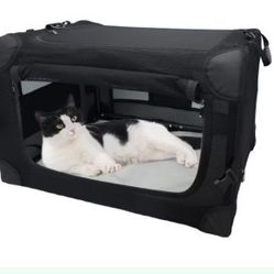 Large Cat Carrier, All-Sided Mesh Cat Carrier With Great Ventilation, Soft-Sided Extra Large Pet Carrier Suit For 2 Cats Car Travel, 24 × 16 × 16in 40