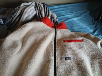 Stussy Fleece Zip Up Jacket White/cream Colored XL