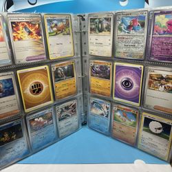 15 pages, 270 Pokémon cards with white binder.