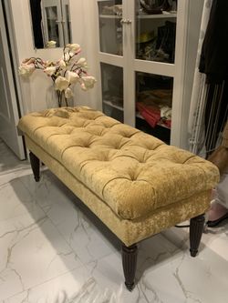 Gold fabric ottoman
