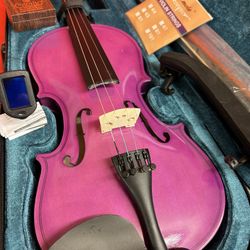 4/4 Magenta Violin with New Bow, Digital Tuner, Shoulder Rest, Extra Strings $140 Firm