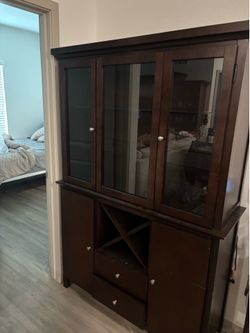 Dark oak wine cabinet