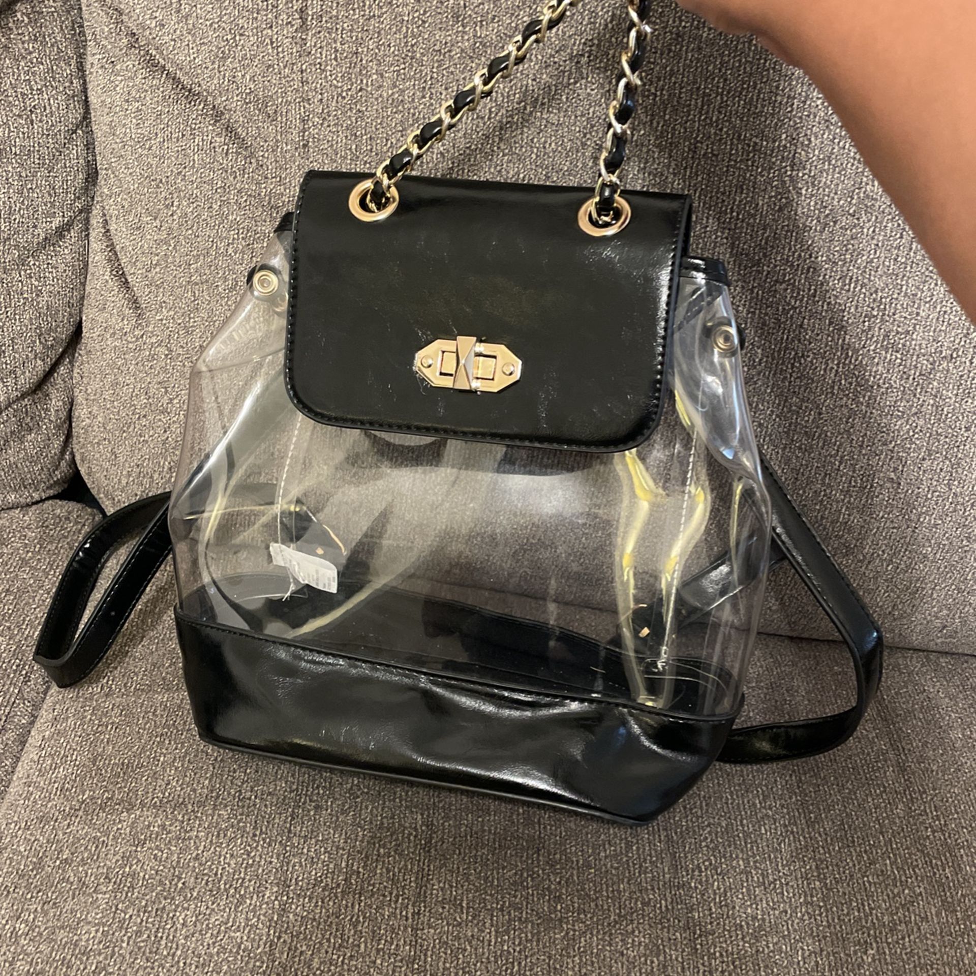 Clear Black And Gold Backpack