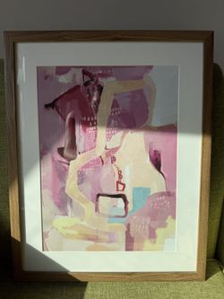Pink Abstract Art Print - Framed, Matted 15.5x20