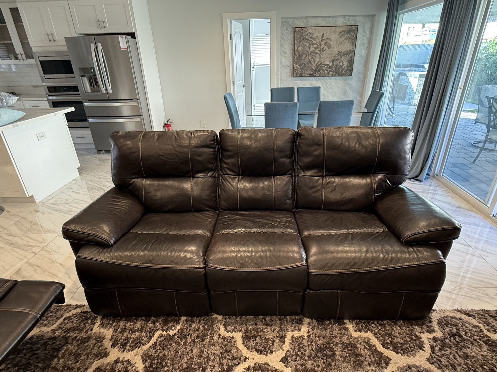 Real Leather Power Reclining Sofa from Costco 7ft x 3ft