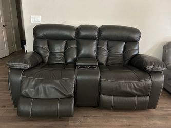 Black Leather Reclining Loveseat