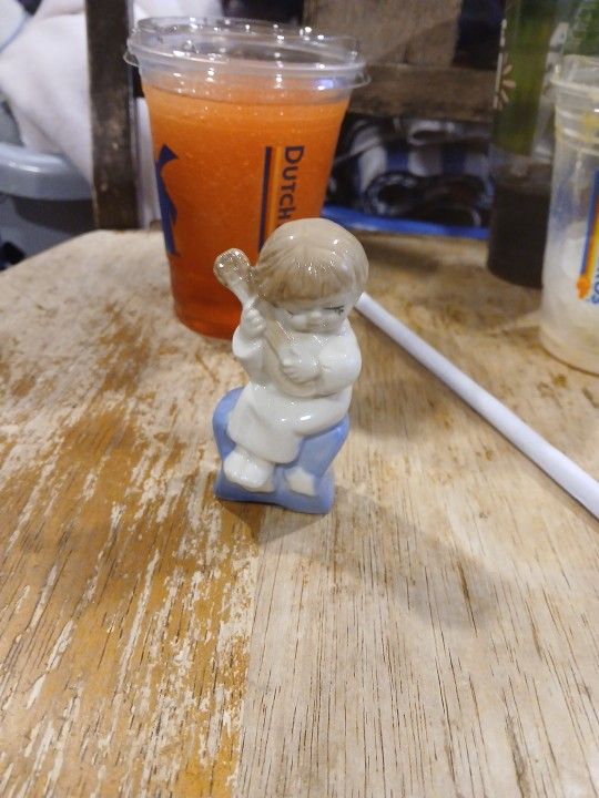 Vintage Porcelain Child On Star Playing Guitar