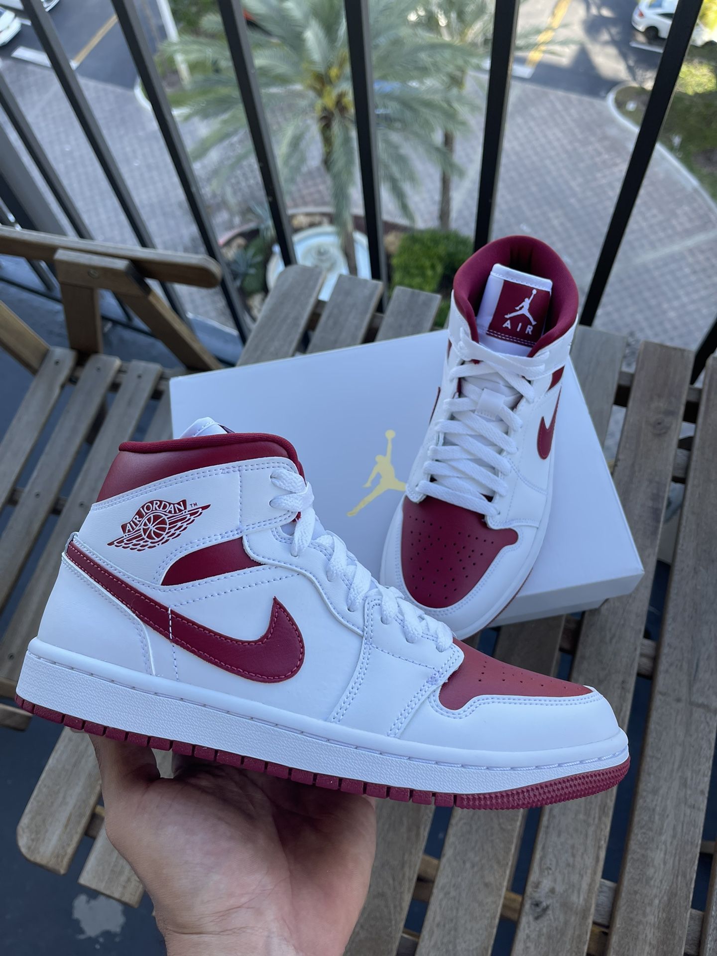 Metallic Red Red And White Jordans For Men Jordan Mid Chicago Red