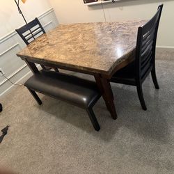 Genuine marble top dining table