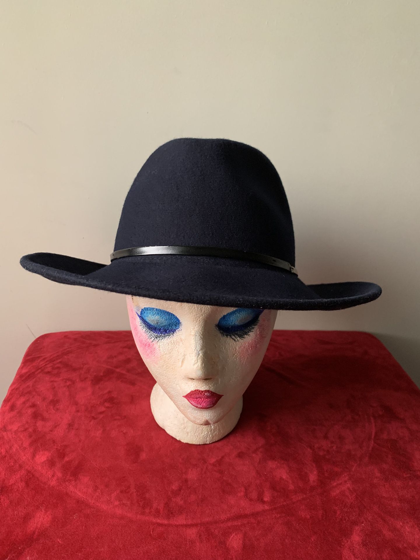 ZARA Accessories Women's Wool Felt Sun Hat Size M- Black wide brim hat