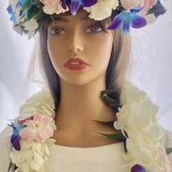 Graduation Orchid Lei And Matching Head Crown