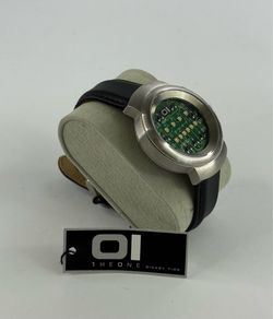 01TheOne Samui Moon Mens Watch 39mm Green LED Binary Stainless NWT New Battery