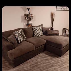 Suede Gray And Leather Couch
